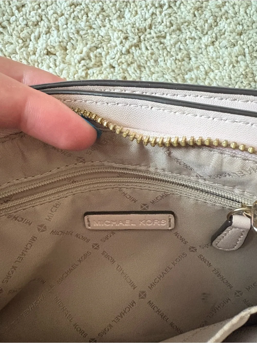 Michael Kors Light Pink Leather Crossbody Bag with Gold Hardware